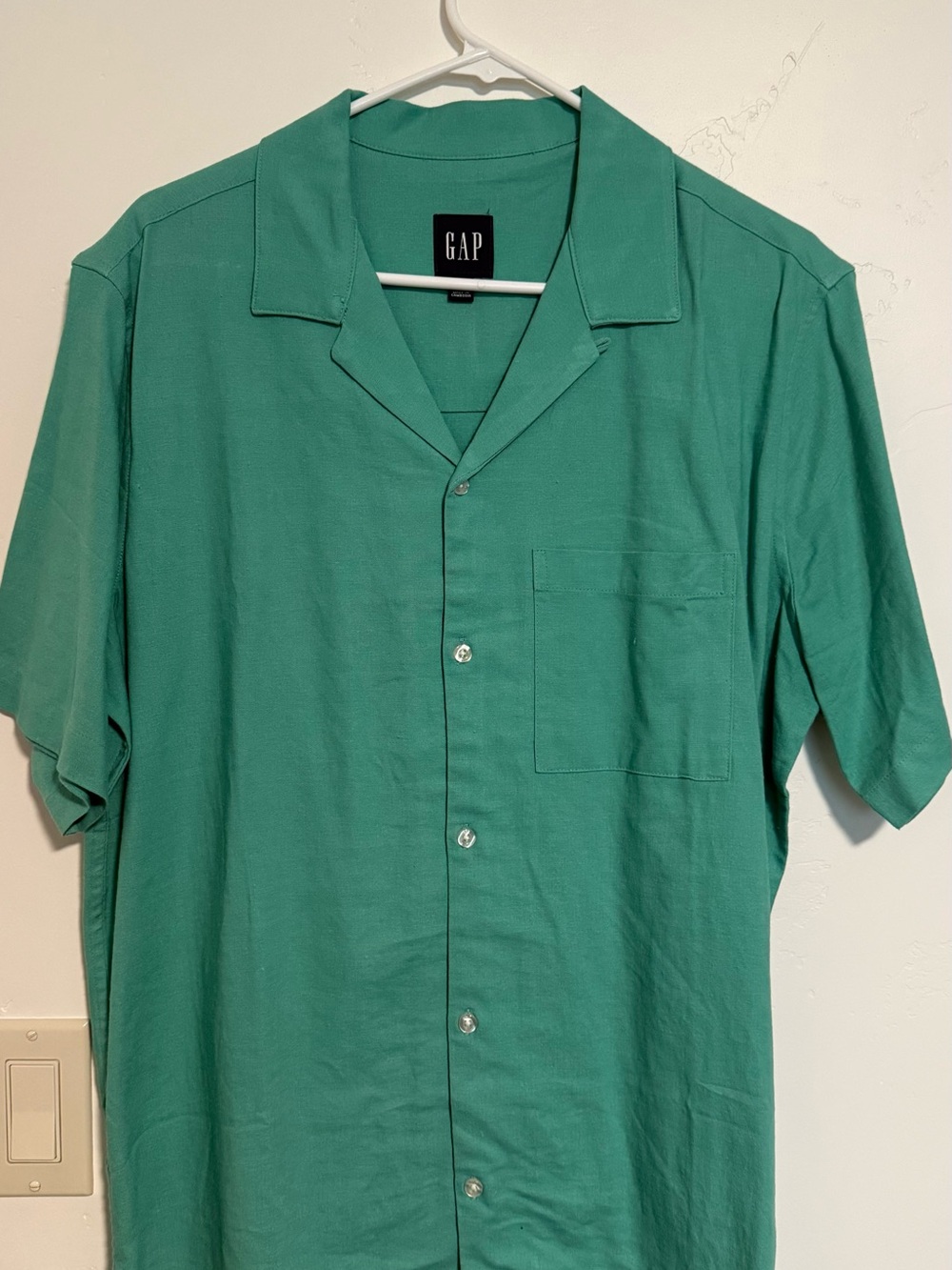 GAP Teal Green Short-Sleeve Button-Down Camp Shirt